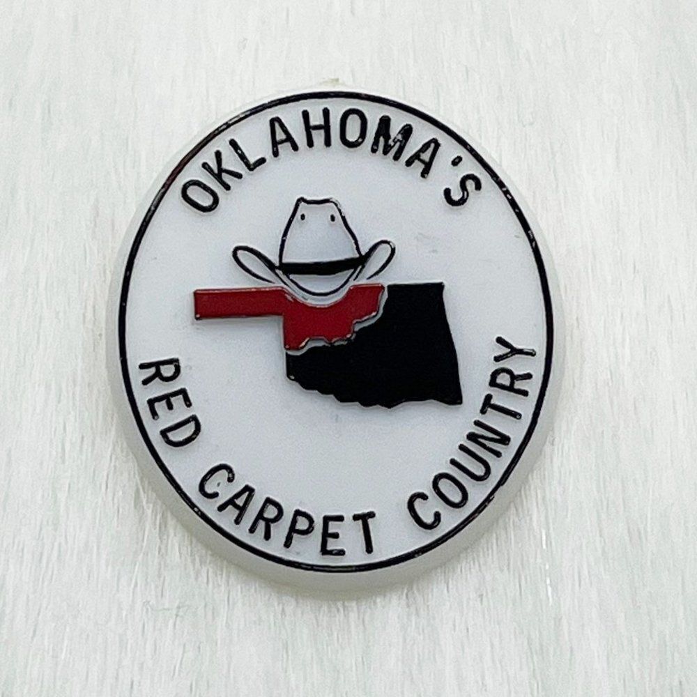 🔮 5/$25 Vintage Oklahoma's Red Carpet Country‎ Cowboy Pin